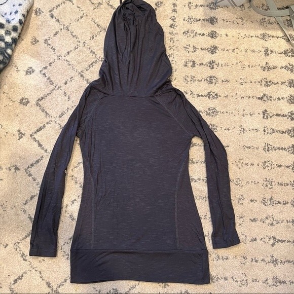 Neon Soul Blue/Grey Hooded Long Sleeve Tee Shirt with Roll Sleeves XS - Picture 9 of 9